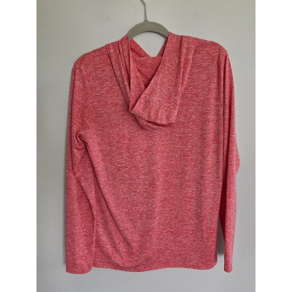 Women's Nike Dri Fit Shirt Running Hood Long Sleeves Red Swoosh Athleisure Large